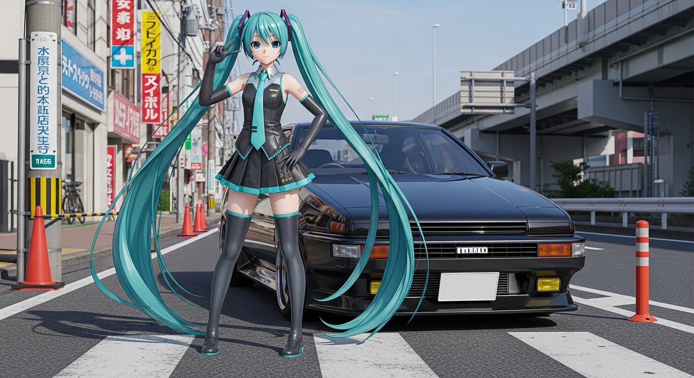 初音ミクとAE86 | の人気AIイラスト・グラビア