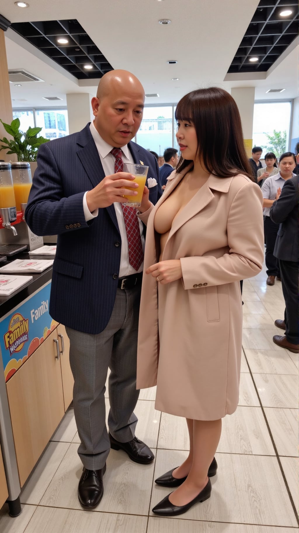 ジュース選んでたらそこにボスが！　なんかアセってるのすぐ見抜かれて。いや、この格好の時はマズい⋯(汗)