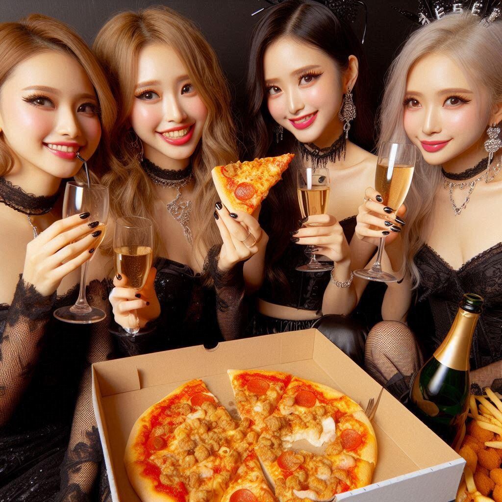 ピザ食べる女子とおまけ