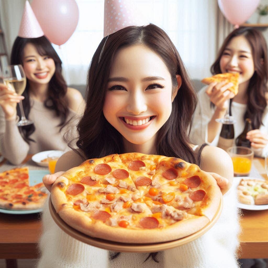 ピザ食べる女子とおまけ