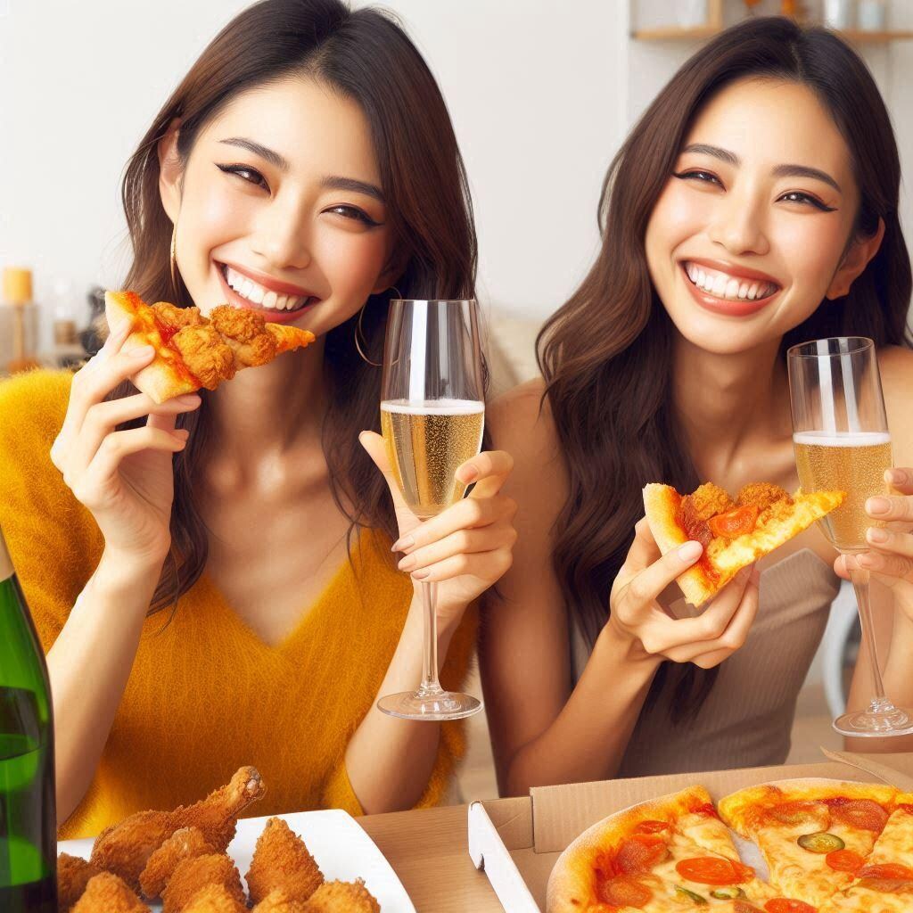 ピザ食べる女子とおまけ
