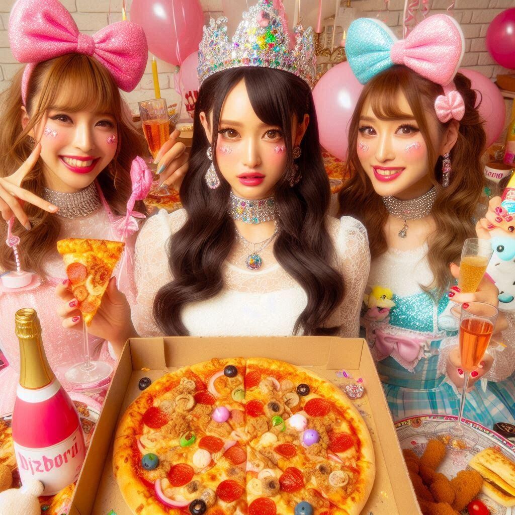 ピザ食べる女子とおまけ