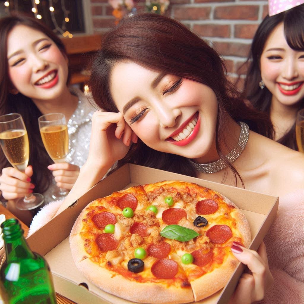 ピザ食べる女子とおまけ