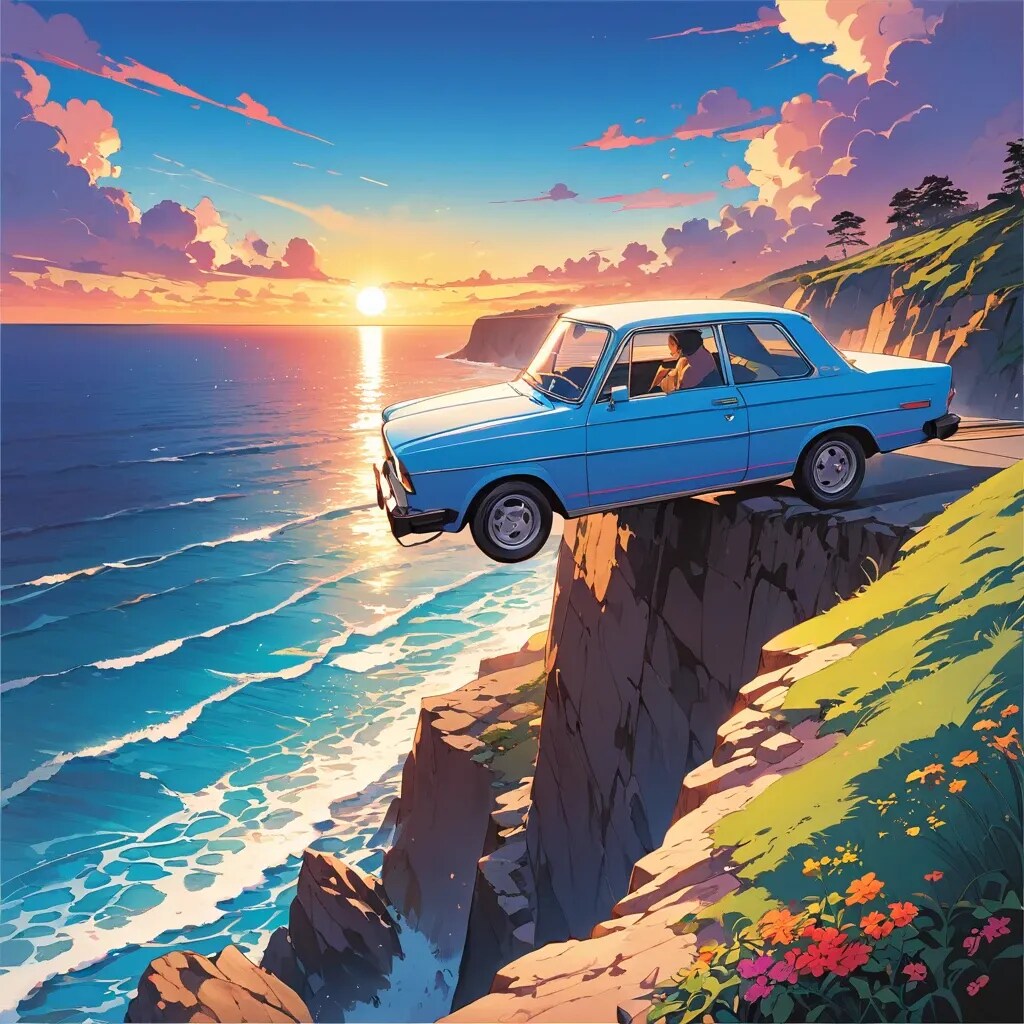 青い車 | の人気AIイラスト・グラビア