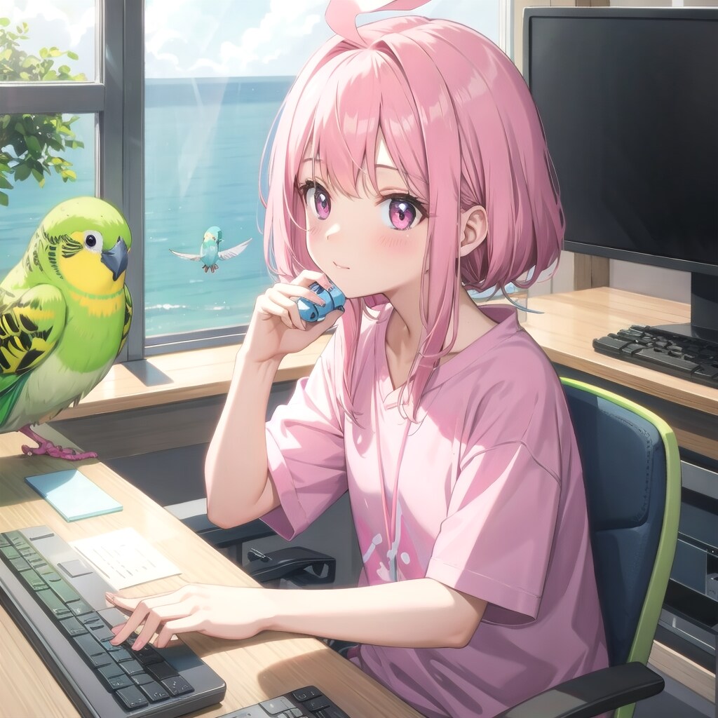 ぴんく色のインコ？