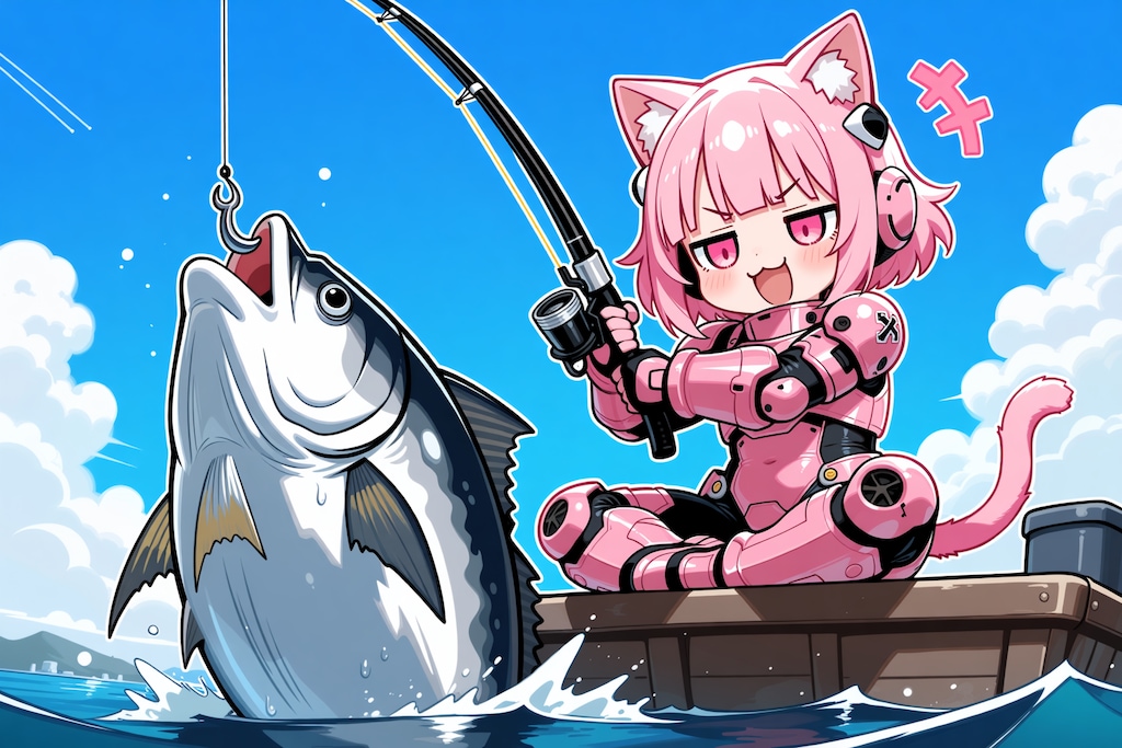 ぱわーどマグロ釣りねこちゃん