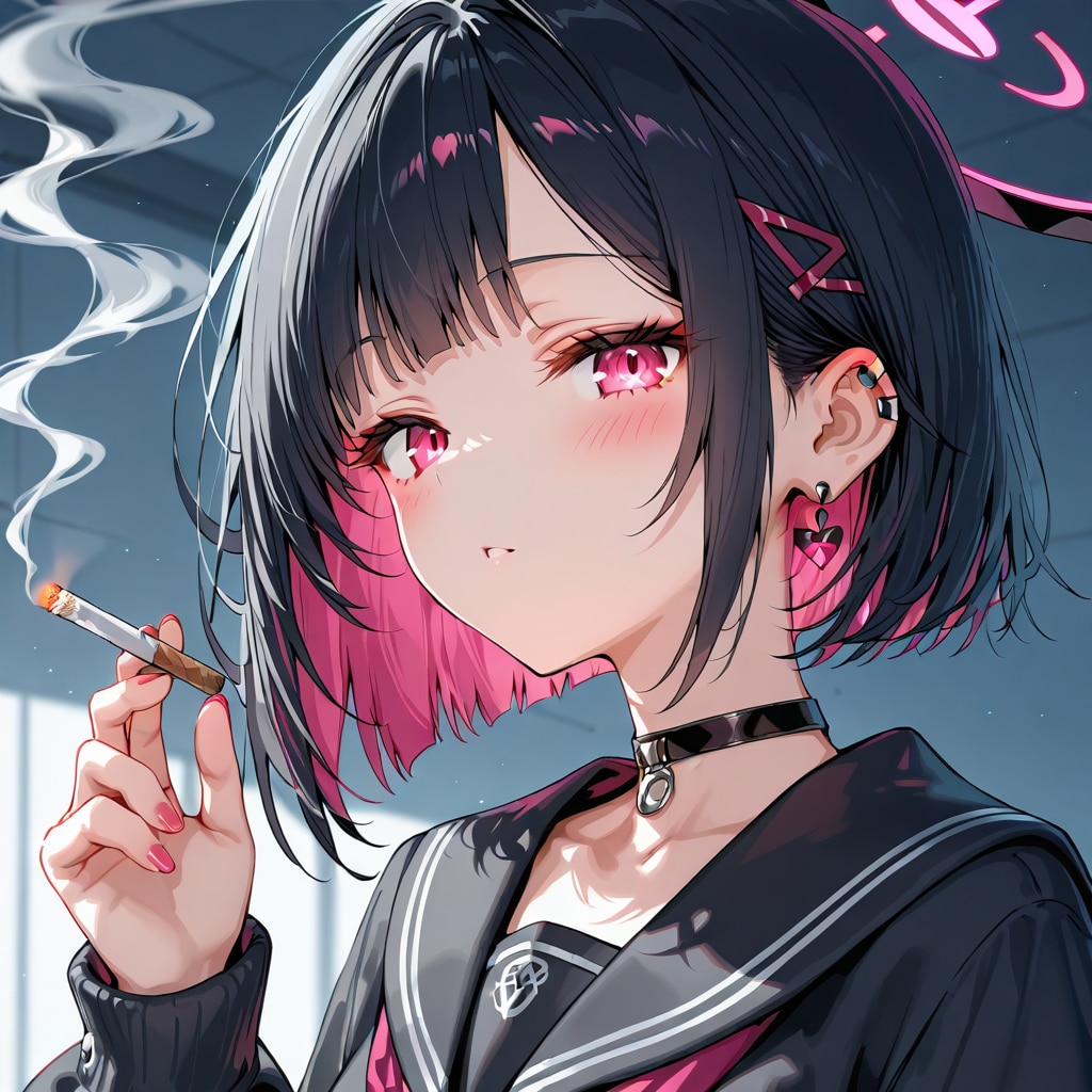 タバコを吸う少女