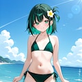 緑ビキニの女の子 2枚目