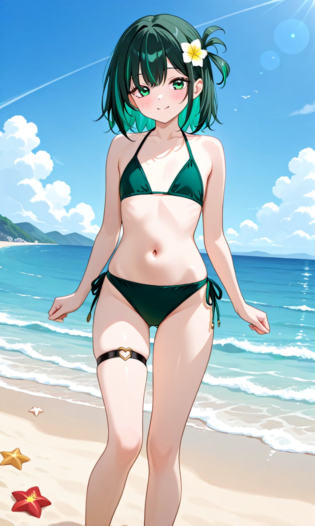 緑ビキニの女の子