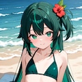 緑ビキニの女の子 4枚目