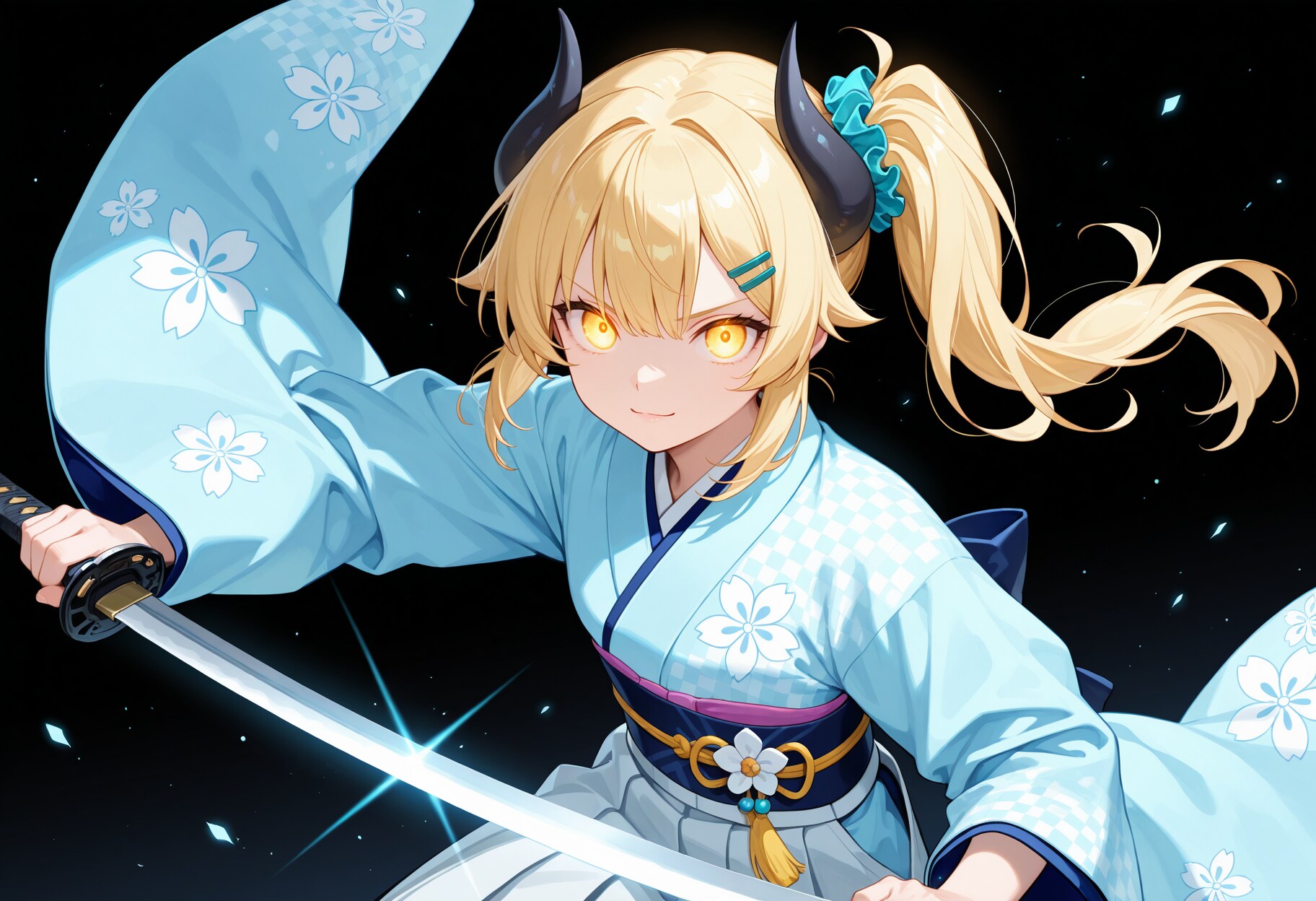 水色着物と女鬼高生さん | の人気AIイラスト・グラビア