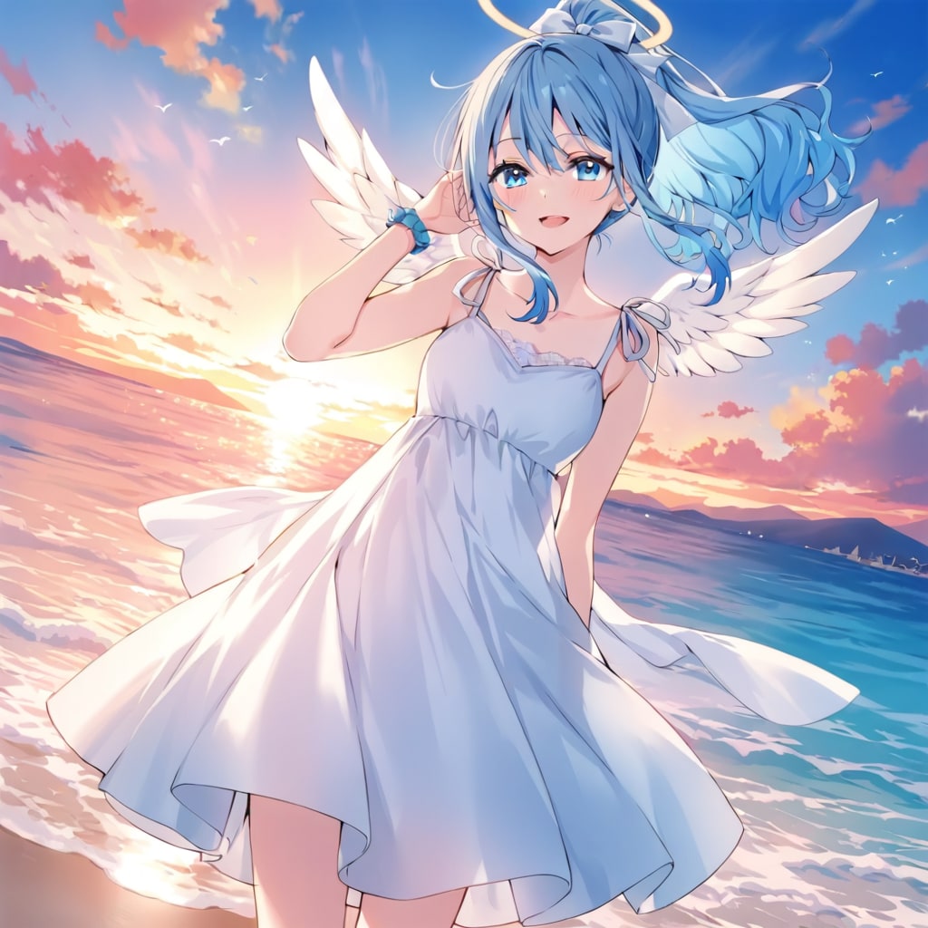 夕日と海