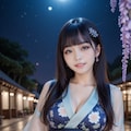 青の着物ドレス 2枚目