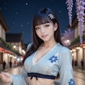 青の着物ドレス 5枚目