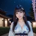 青の着物ドレス 3枚目