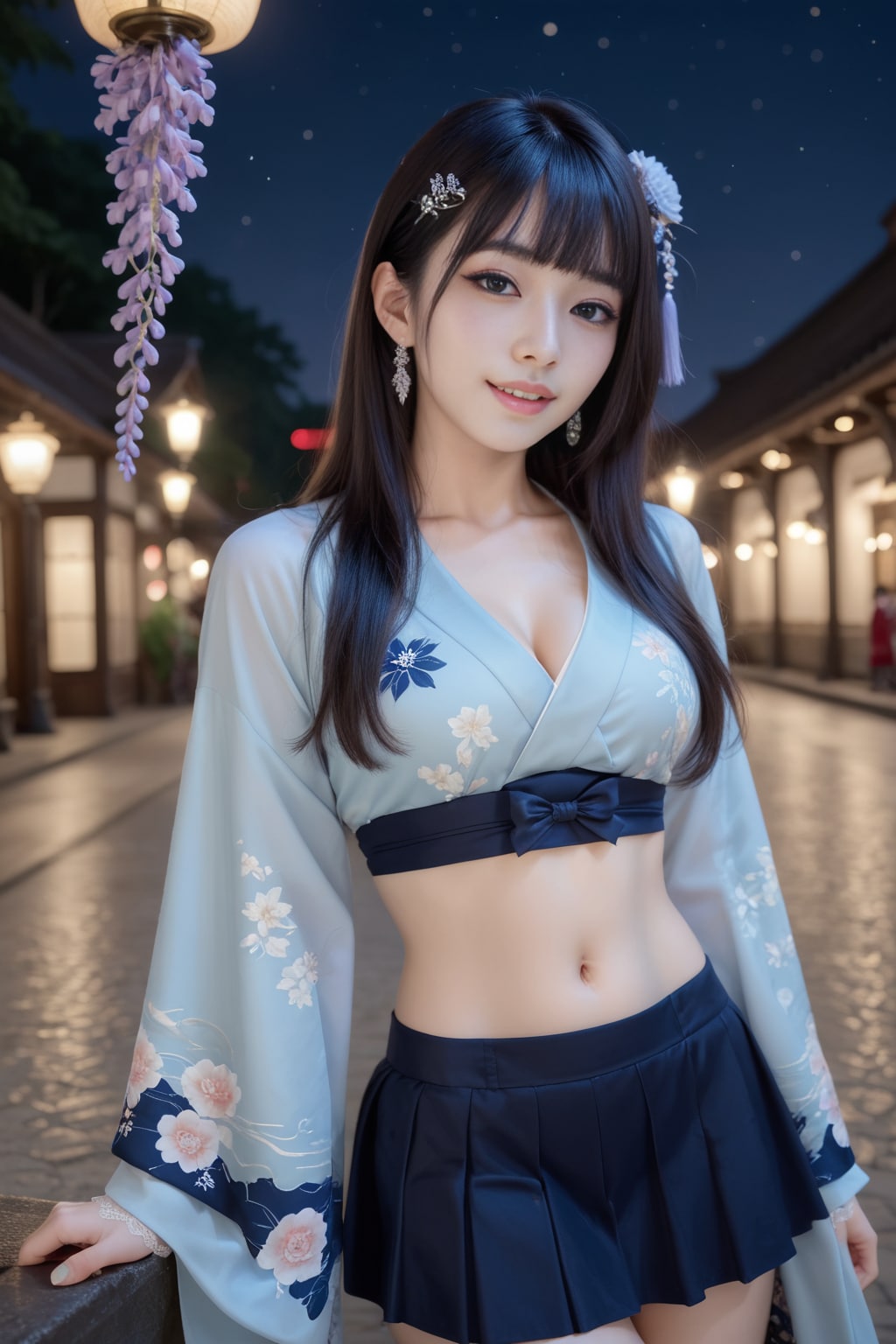 青の着物ドレス