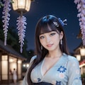 青の着物ドレス 9枚目