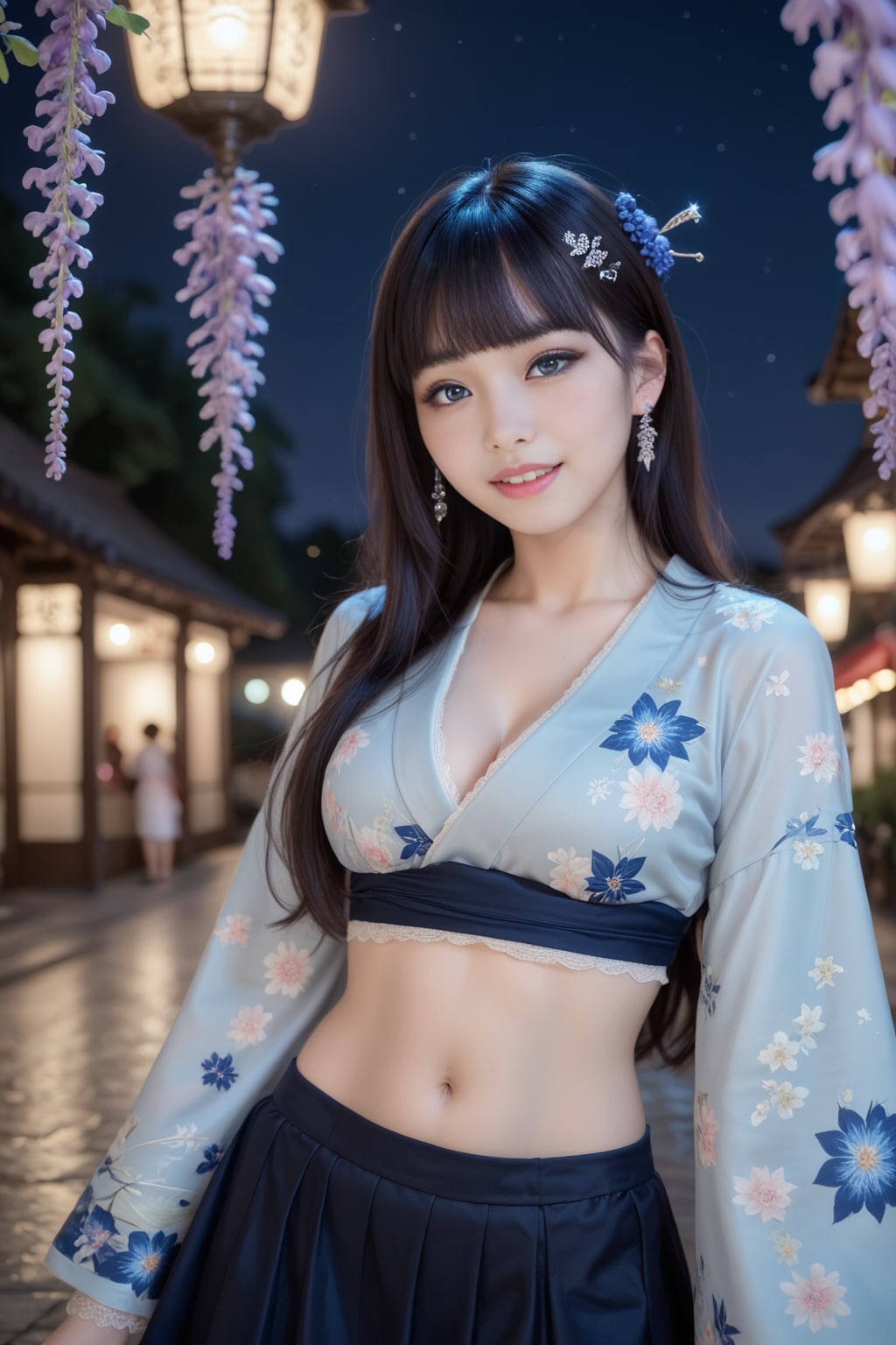 青の着物ドレス