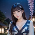 青の着物ドレス 11枚目