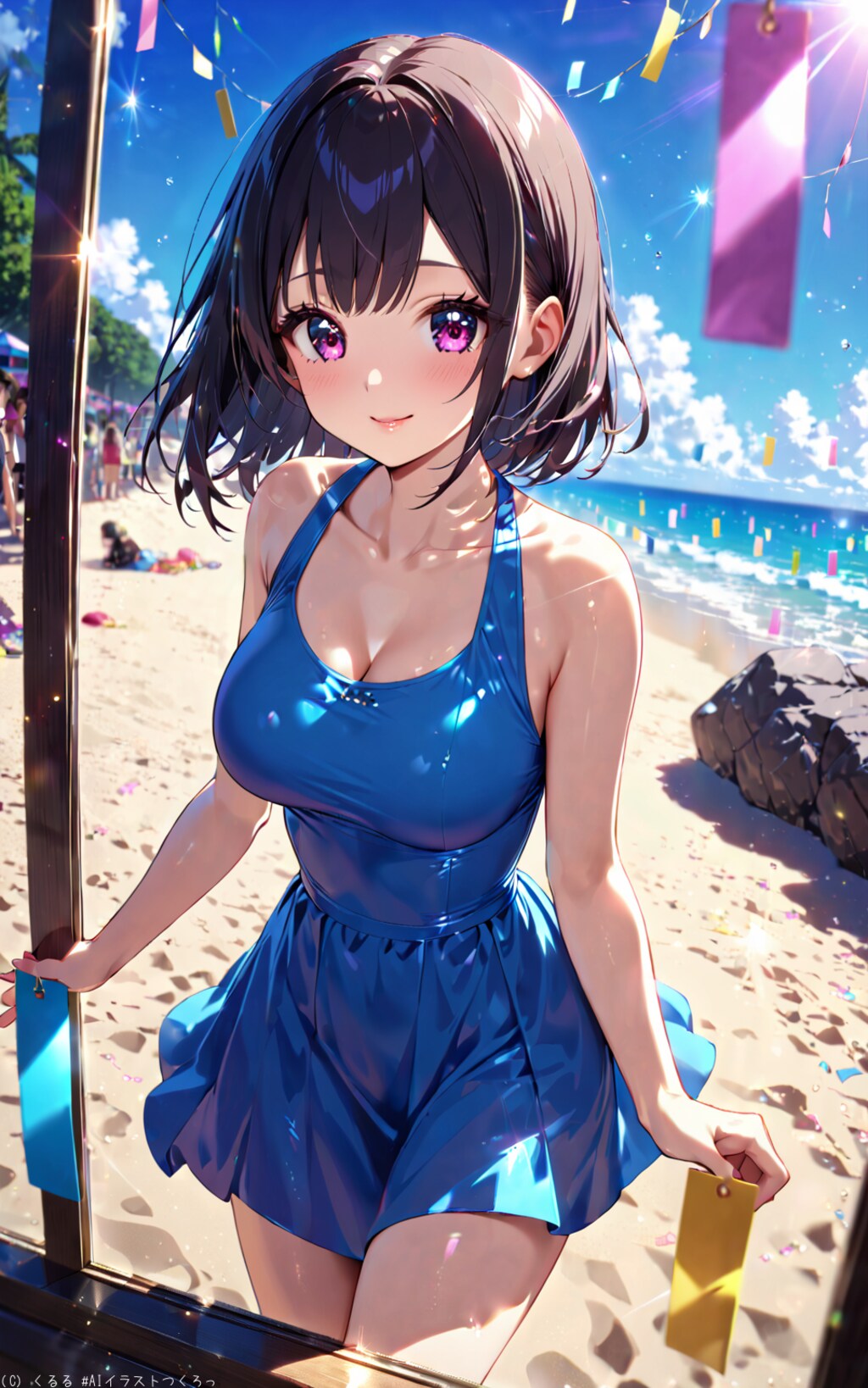 #七夕2024 即興参加‼️……衣装エロ過ぎん？ワンピースドレスしか設定してないのにー💦たぶんR15行きだな(´-ω-)ｳﾑ