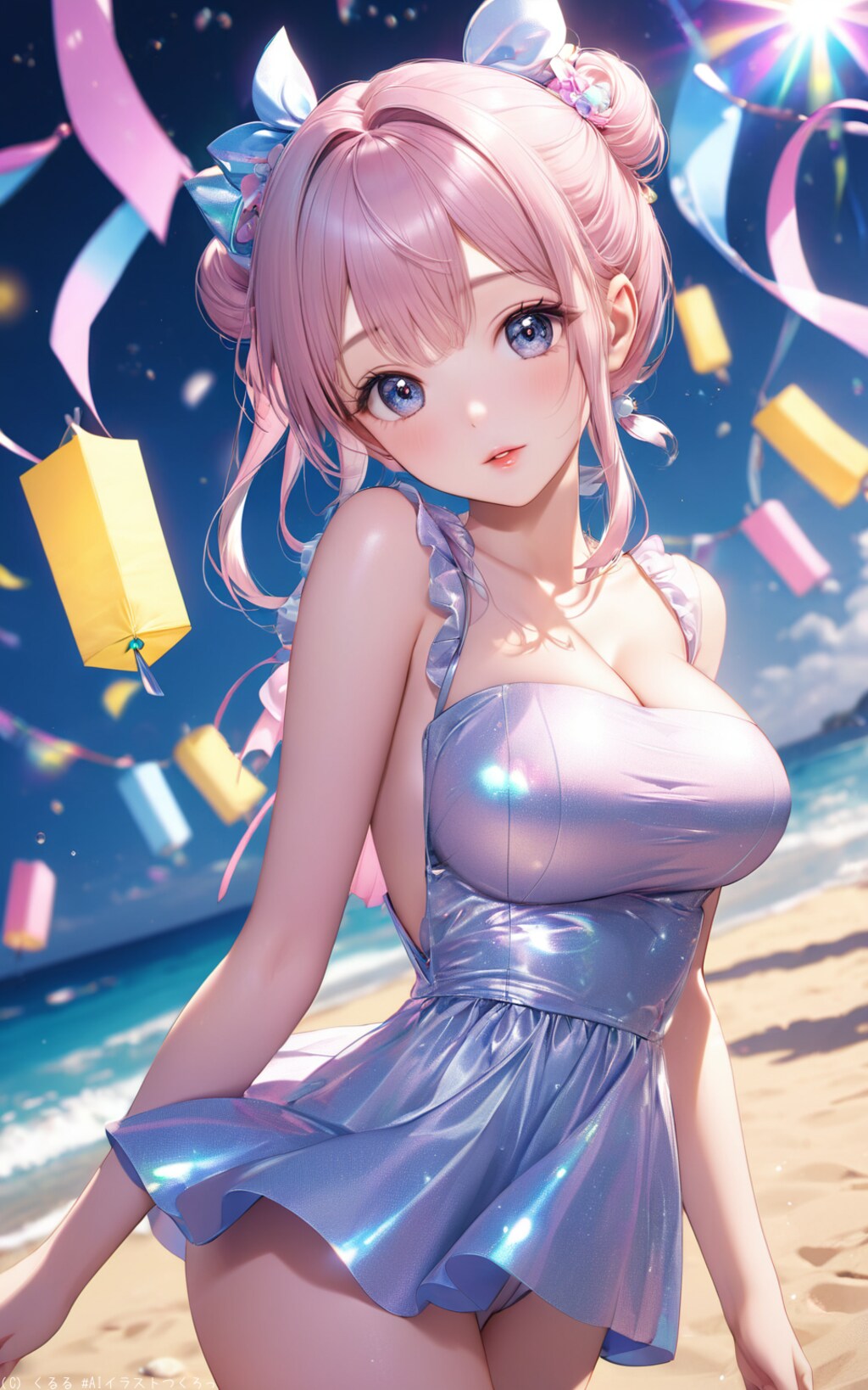 #七夕2024 即興参加‼️……衣装エロ過ぎん？ワンピースドレスしか設定してないのにー💦たぶんR15行きだな(´-ω-)ｳﾑ