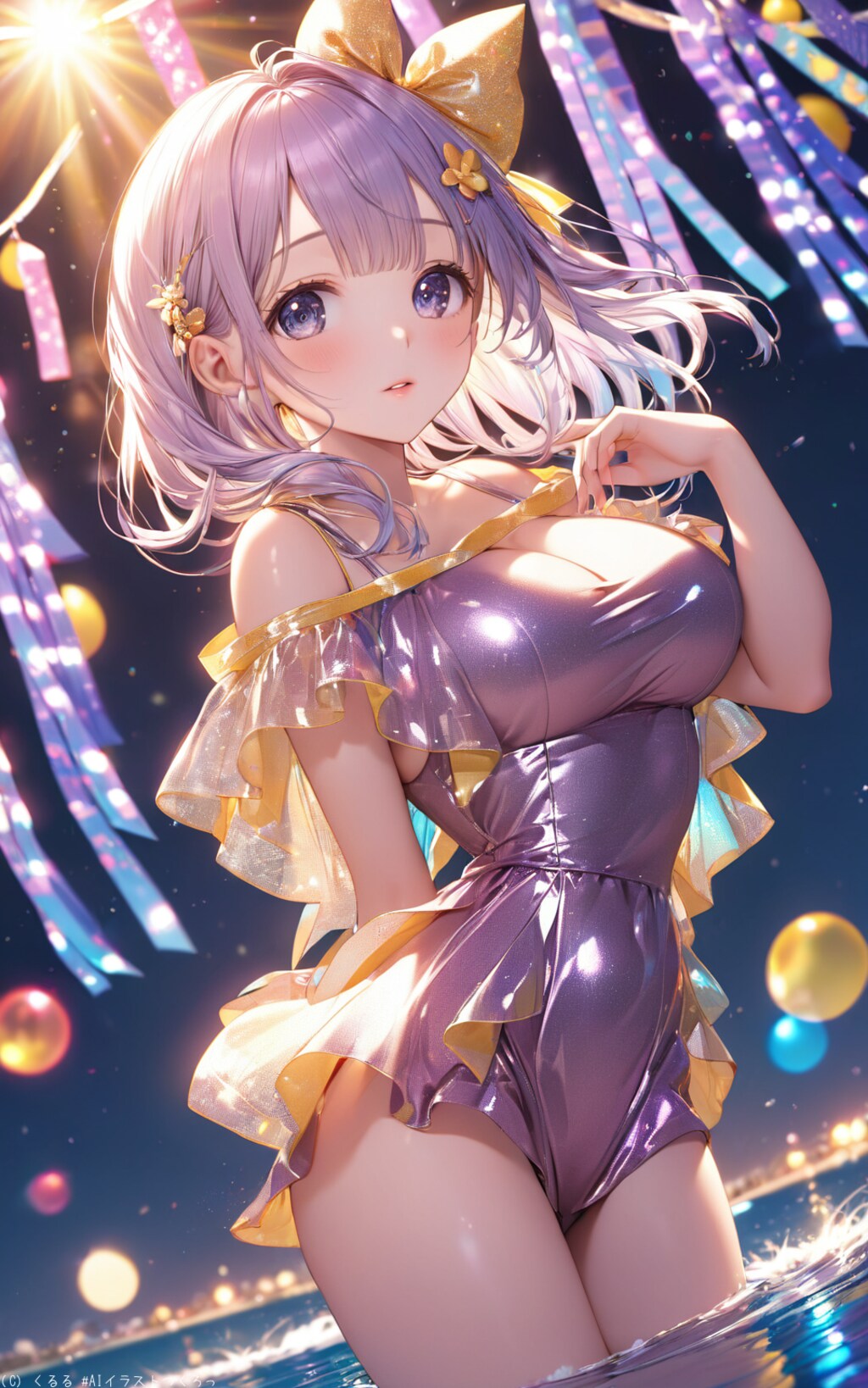 #七夕2024 即興参加‼️……衣装エロ過ぎん？ワンピースドレスしか設定してないのにー💦たぶんR15行きだな(´-ω-)ｳﾑ
