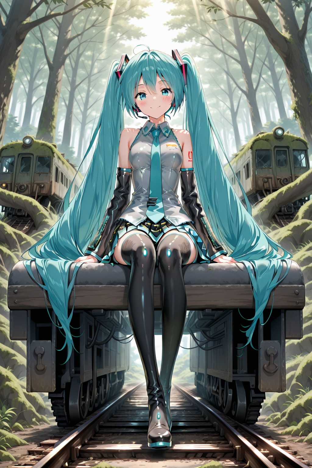 ミクと森の中の廃墟 | の人気AIイラスト・グラビア