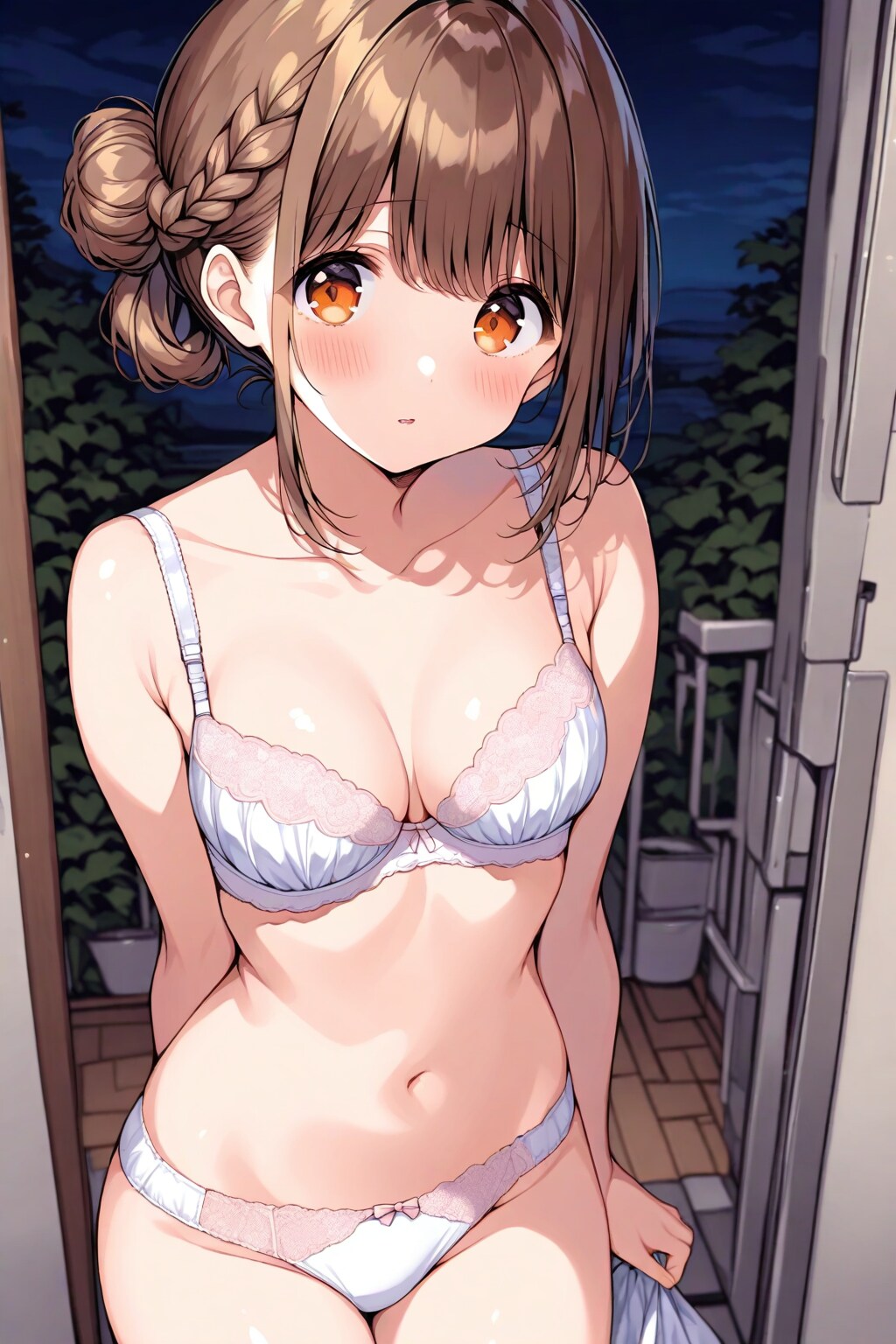 お団子ヘア娘「下着」