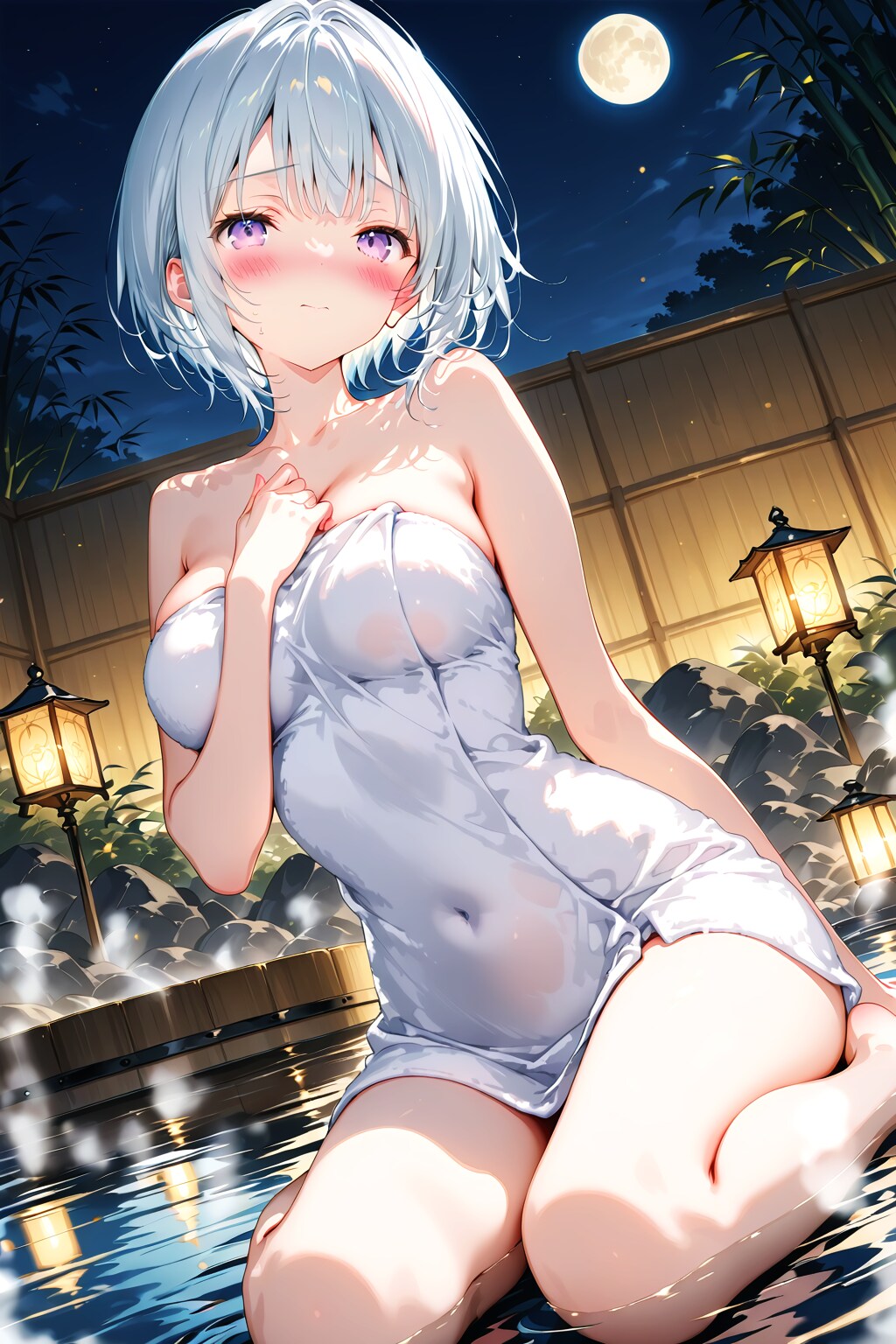 月夜の秘湯