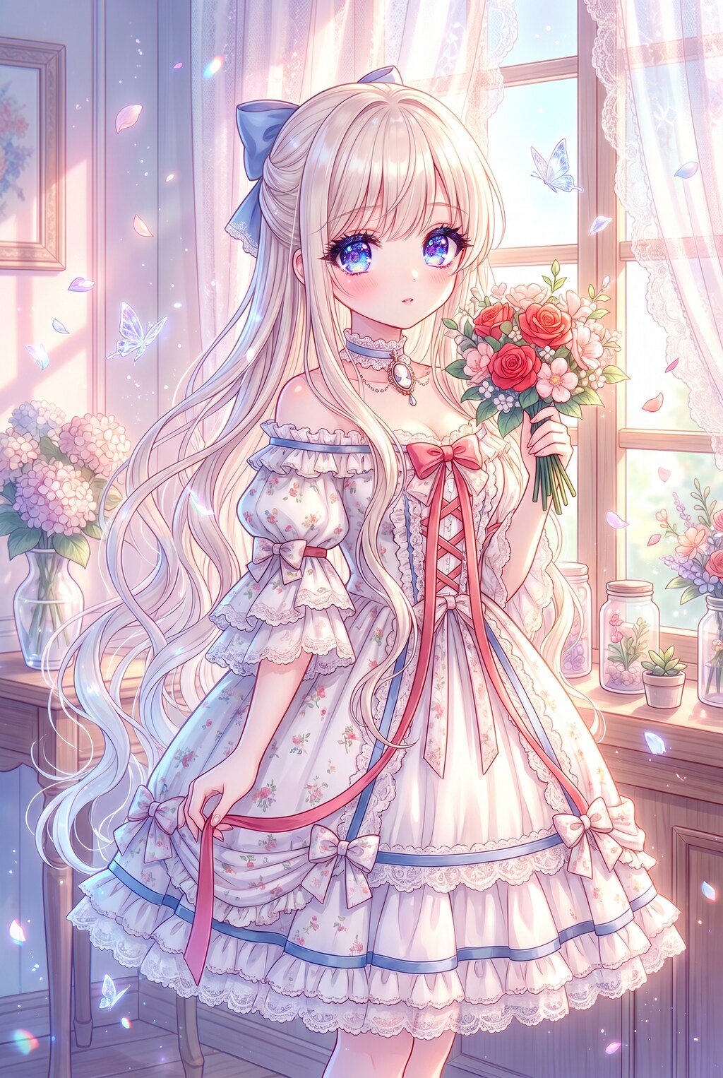 夕窓蕾光の花誓