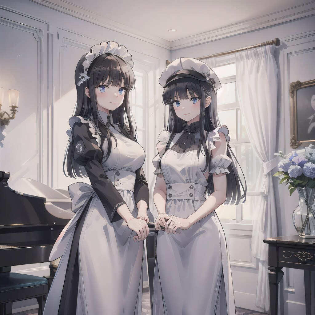 黒髪ロングでメイド服の少女３５