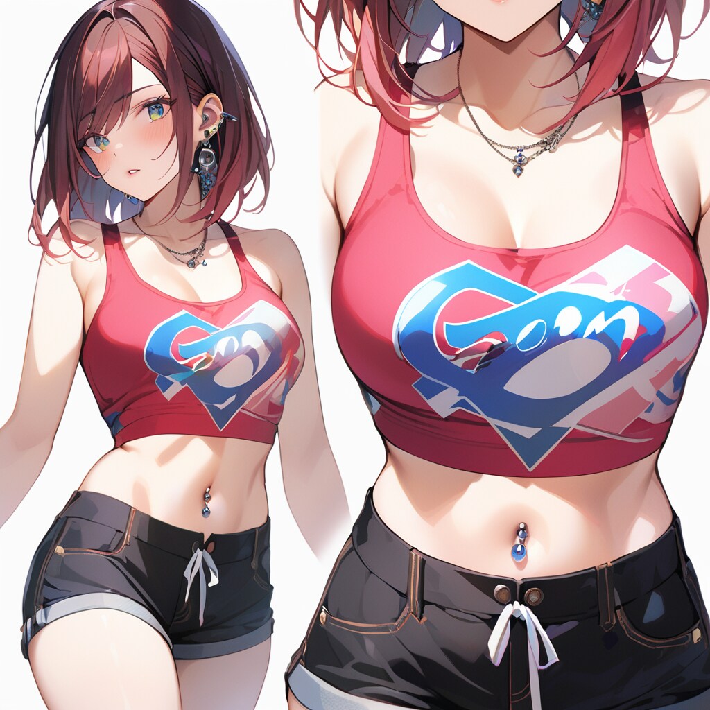 臍ピアスの女