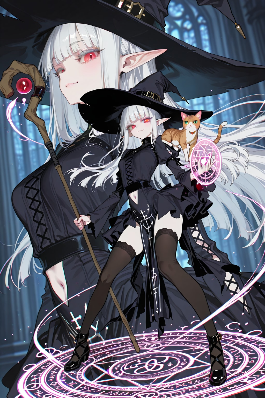 猫とエルフの女の子