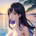 海辺の夕日とヌード 4枚目