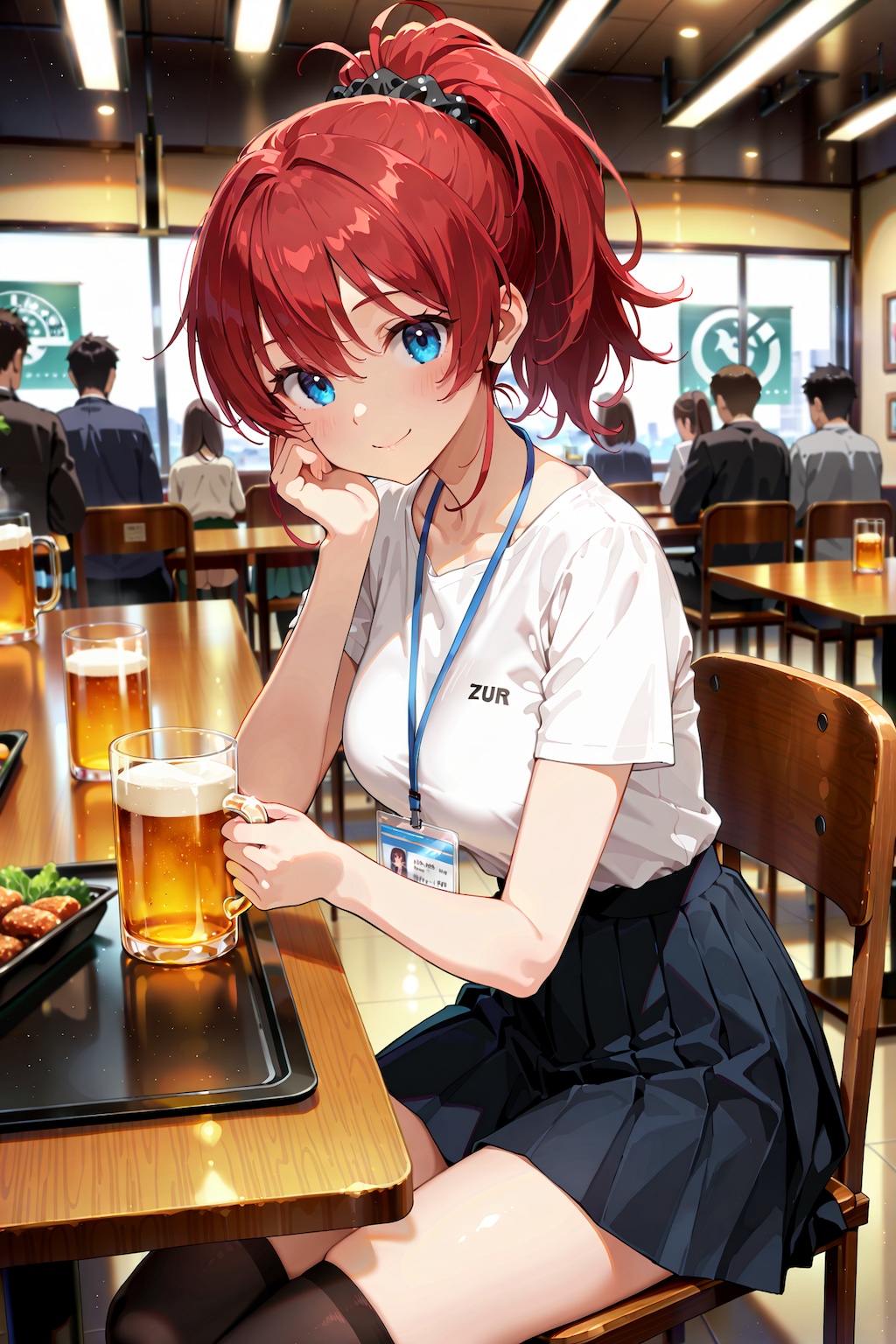 教え子の夏の宿題に関係なく、居酒屋で呑んだくれるジト目先生 Y830