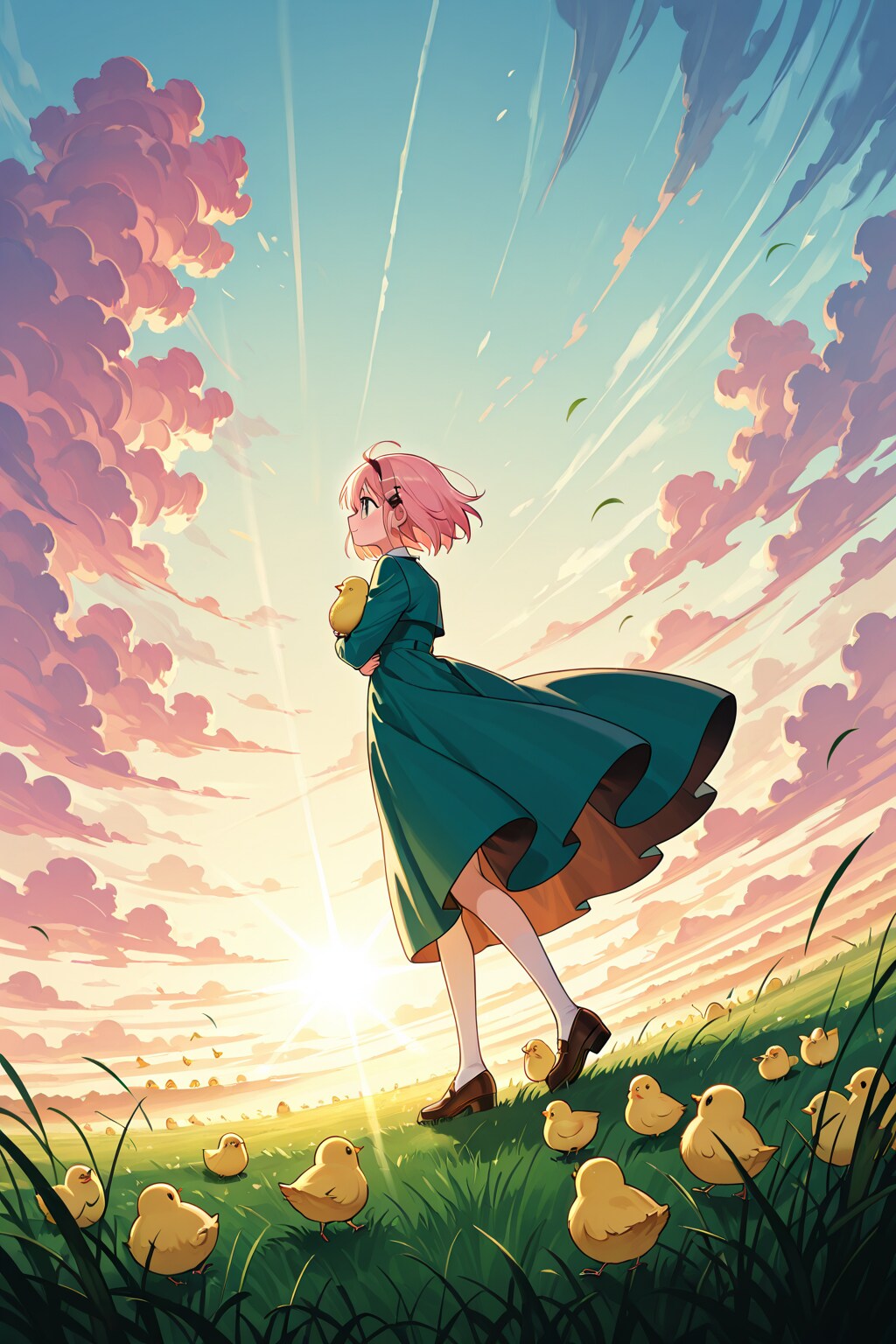 女の子とひよこたち | の人気AIイラスト・グラビア