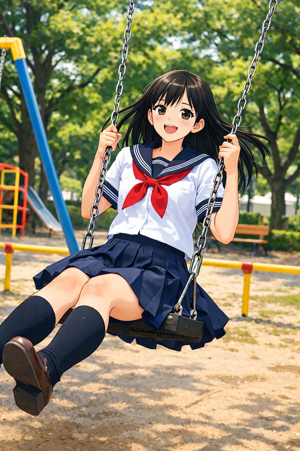 公園でブランコ