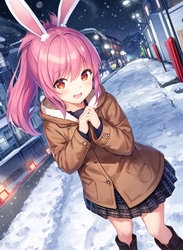 雪道のウサギの女の子