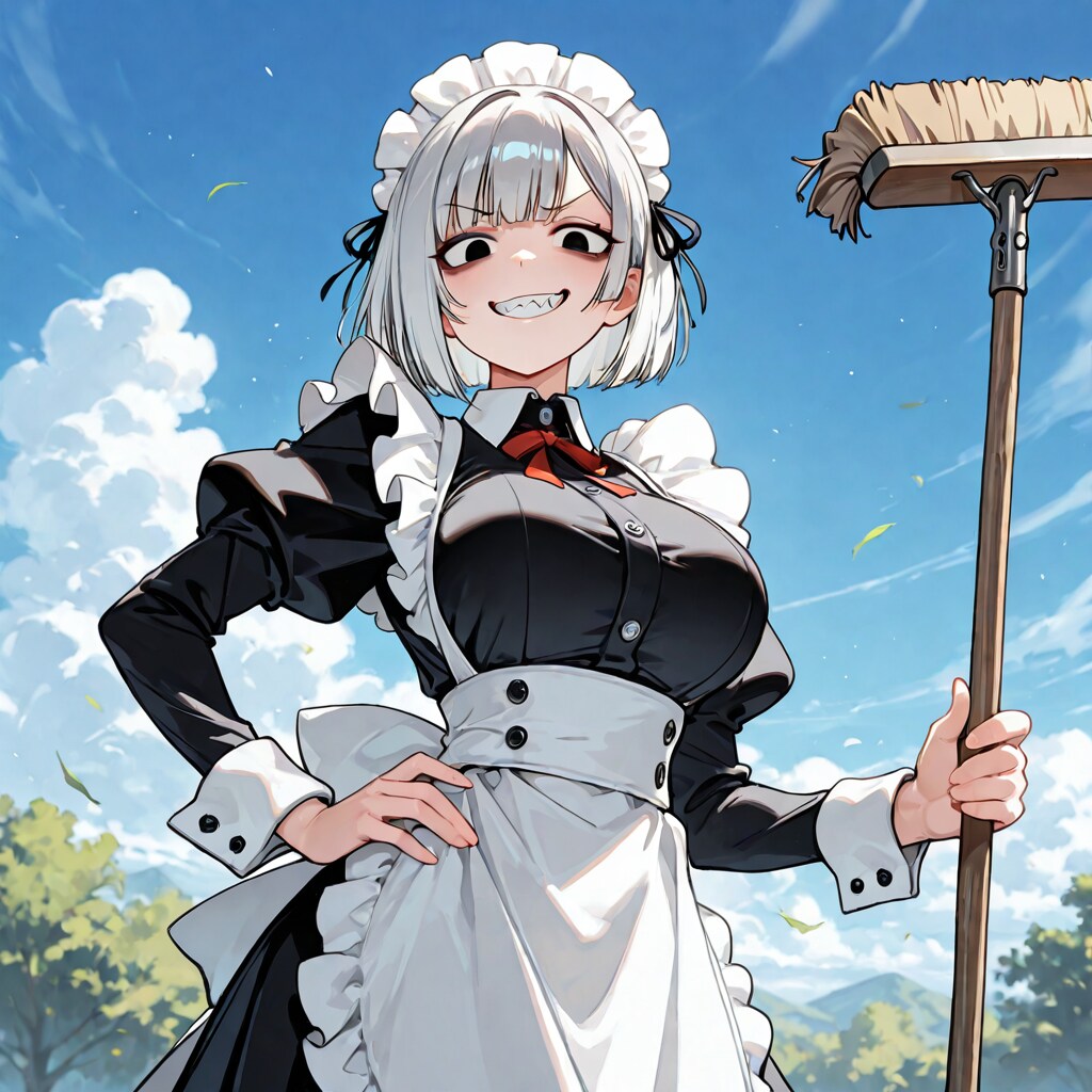 彩翔ちゃん箒を持って乳でかし　弾 | の人気AIイラスト・グラビア