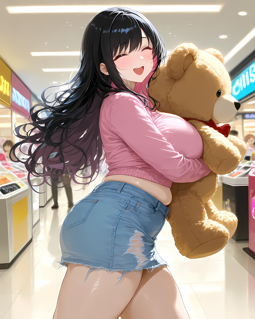 🧸戦利品のテディベアと美脚デート💖