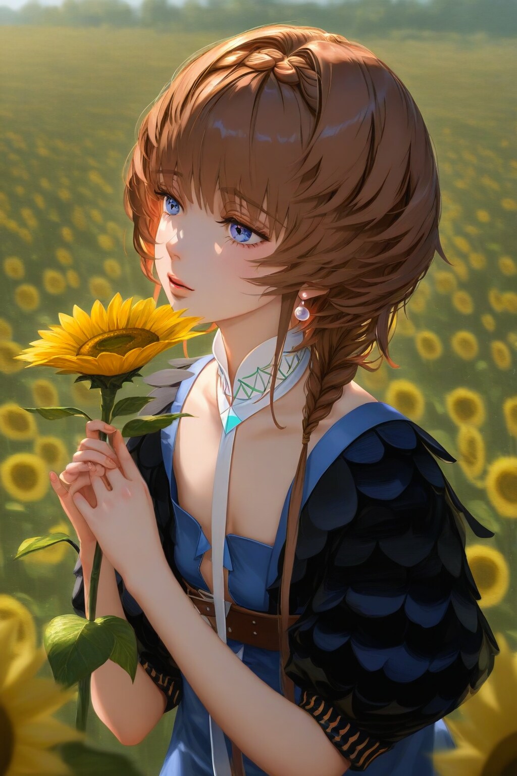 Sunflowers under cloudy