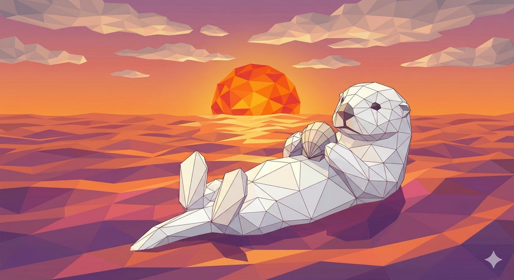 ローポリ白ラッコ