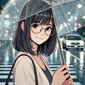 雨の中の眼鏡っ子 2枚目