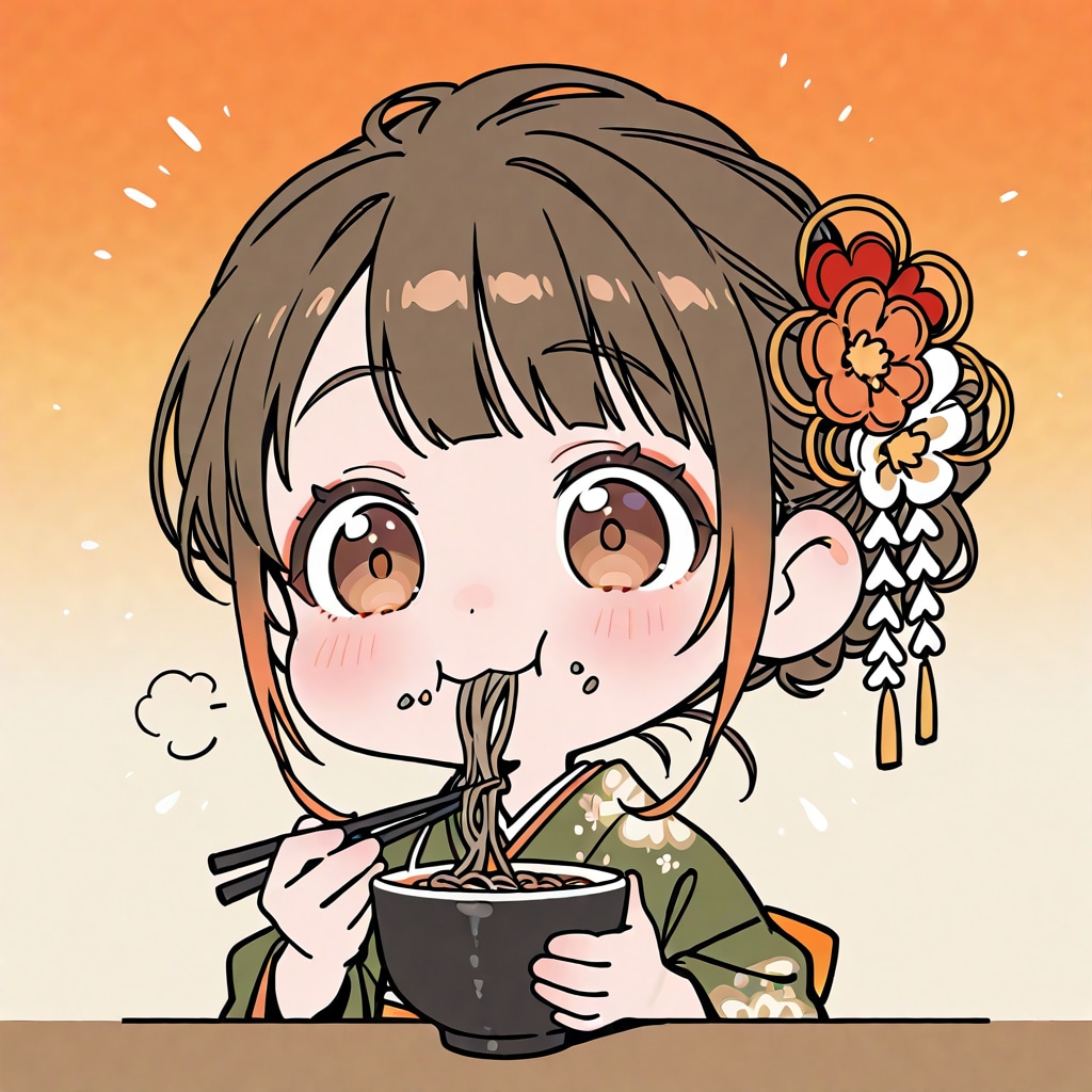 蕎麦を食べるBONSAIちゃん