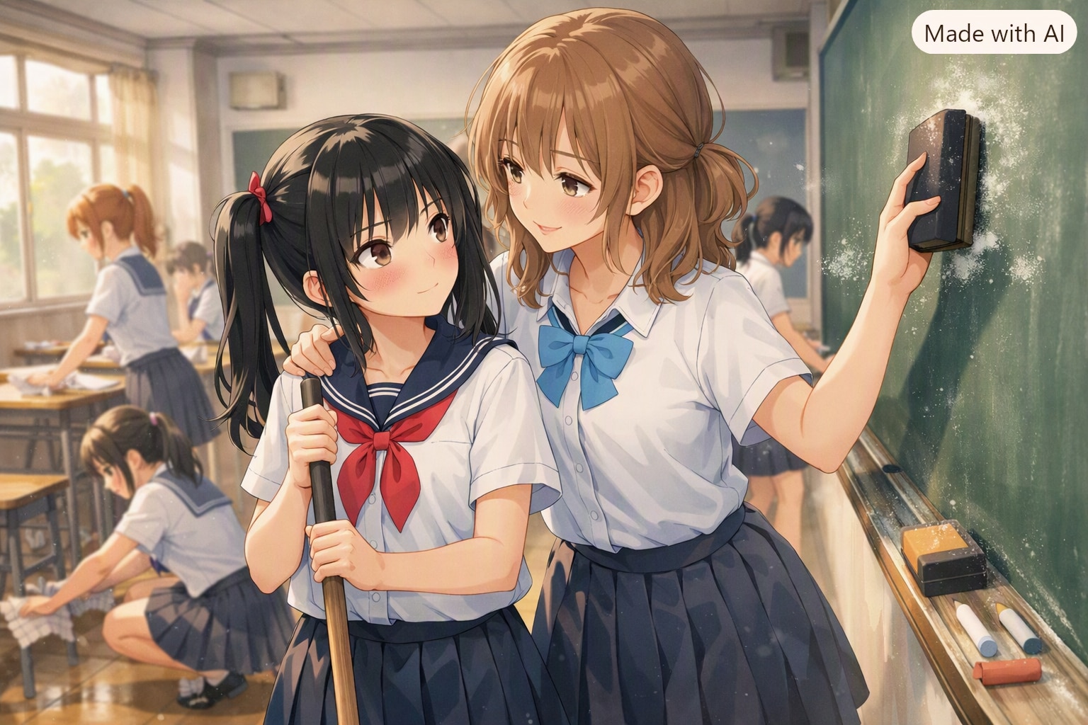 校内清掃（清掃の日） | の人気AIイラスト・グラビア
