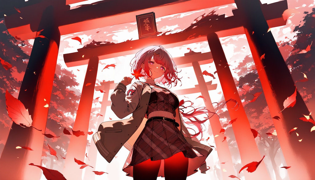 紅葉と神社 - 椎名唯華 / にじさんじ