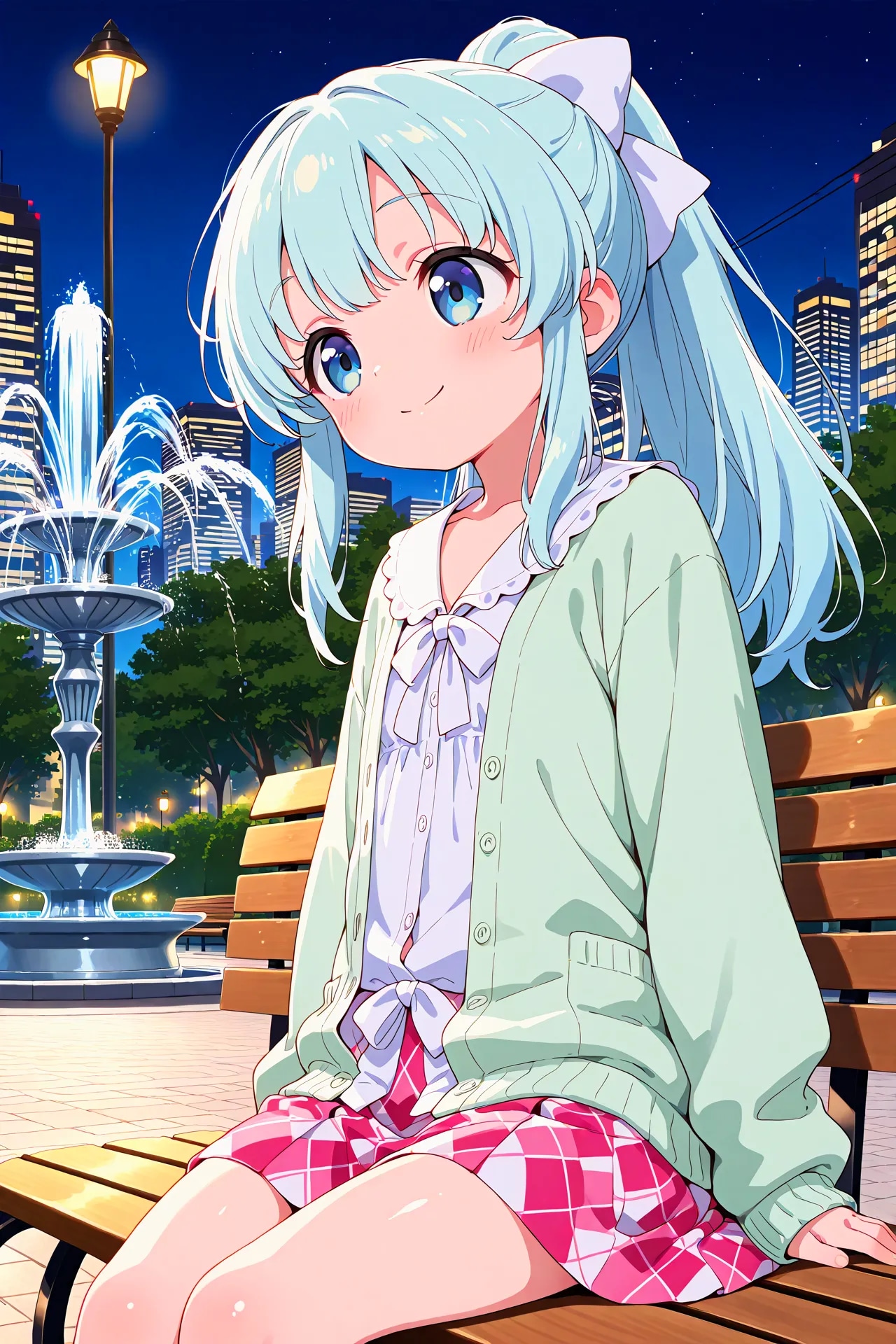 夜の噴水公園 | の人気AIイラスト・グラビア