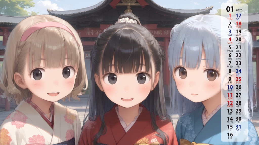 1月のカレンダー