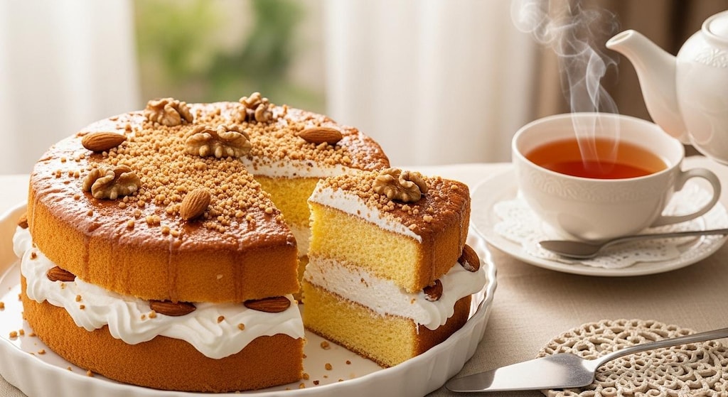 デザートのナッツケーキ