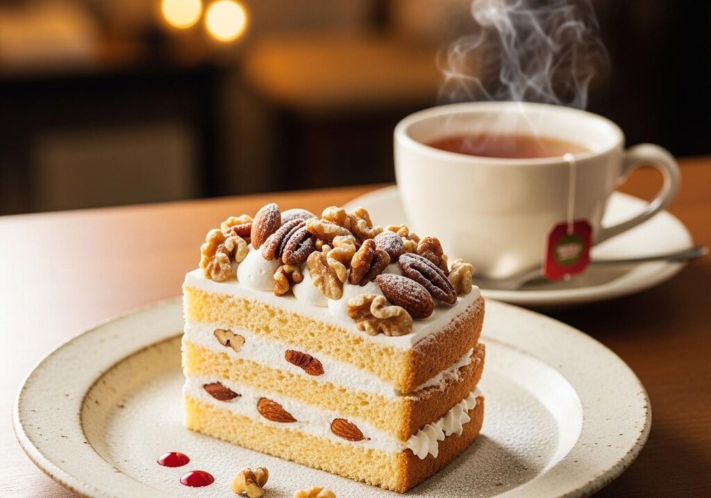 デザートのナッツケーキ